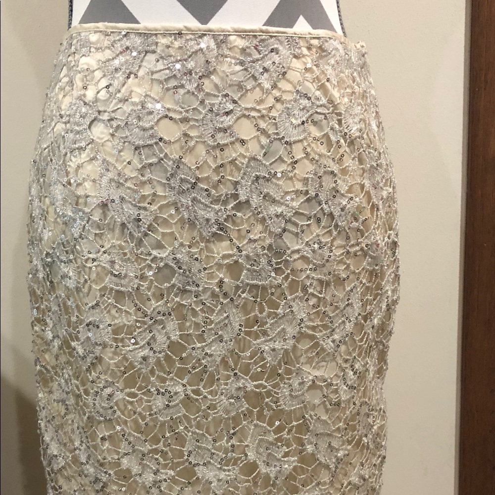 Cream and white sequin skirt